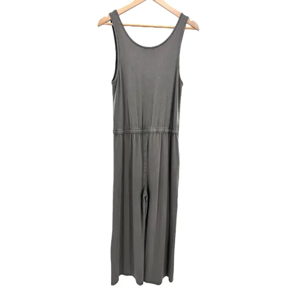 Z Supply Gray Sleeveless Jumpsuit Drawstring Waist Cotton Blend Size M‎ Lounge - Image 4