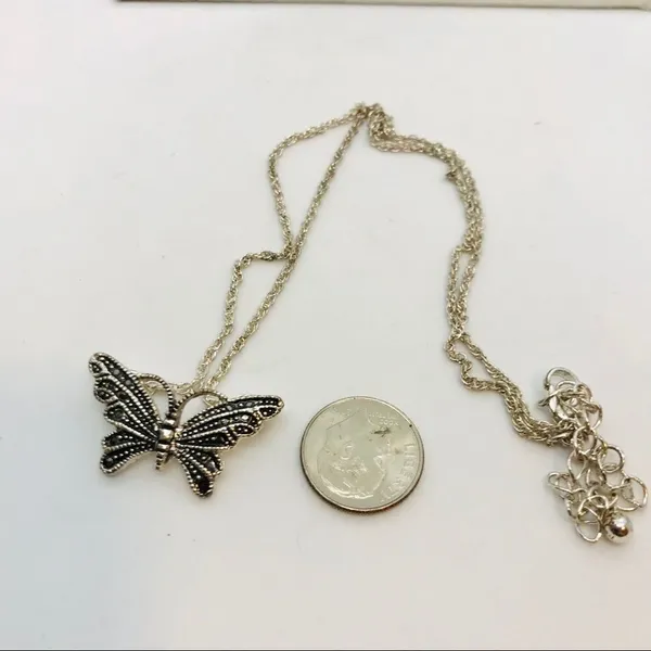 Marcasite Butterfly Dainty Chain Silver Necklace - Image 14