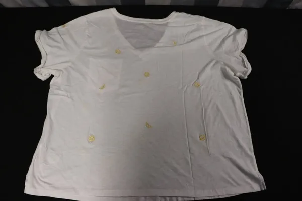 Pilcro The Quinn White Lemon Embroidered V-Neck Short Sleeve Top Size 1X - Image 3