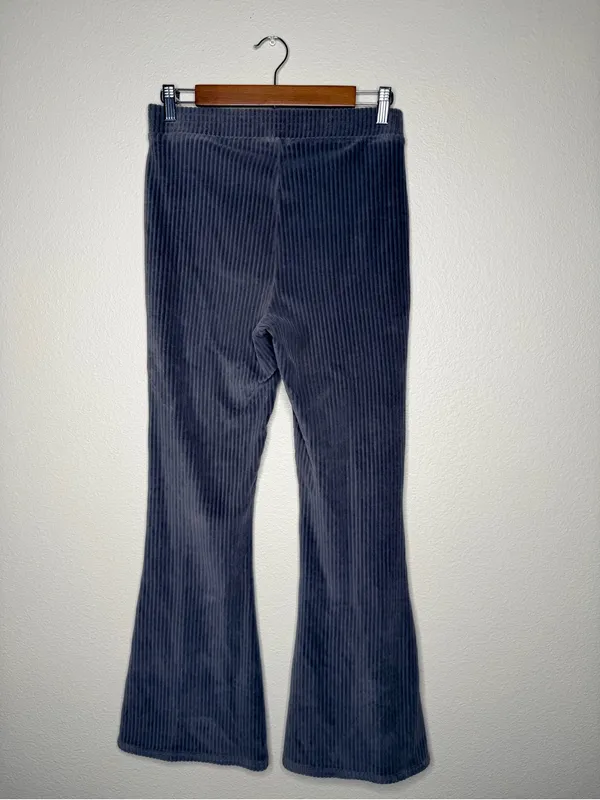 Aerie Groove-On Velour High Waisted Flare Pant Fresh Bright Blue Bell Bottom - Image 6