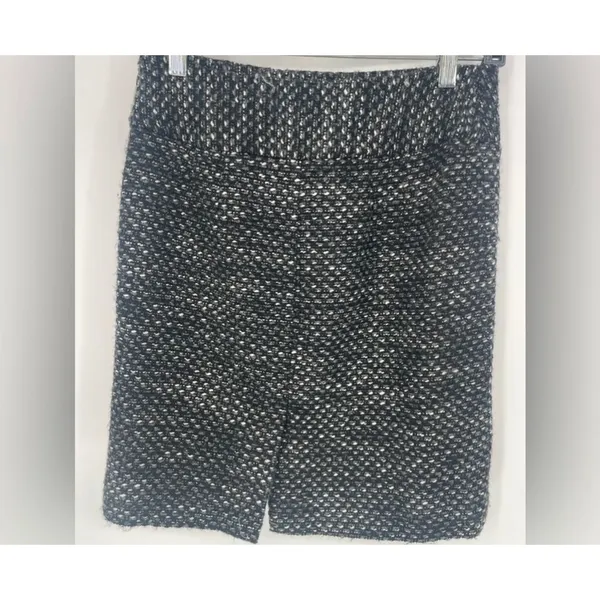 Ann Taylor Tweed Pencil Skirt‎ Black White Textured Office Wear - Image 5