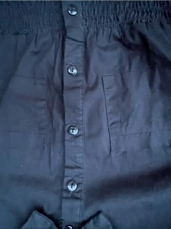 Black Button-Front Shirtdress with Smocked Waist‎ - Image 7