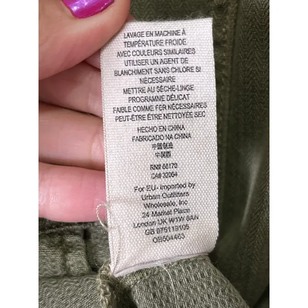 Free People Embellished Military Shirt Jacket Olive Green Embroidered Patch S - Image 7