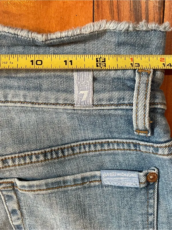 7 For All Mankind Paper Bag Jean Women 27” High Waist Skinny Frayed Ruffle Waist - Image 9