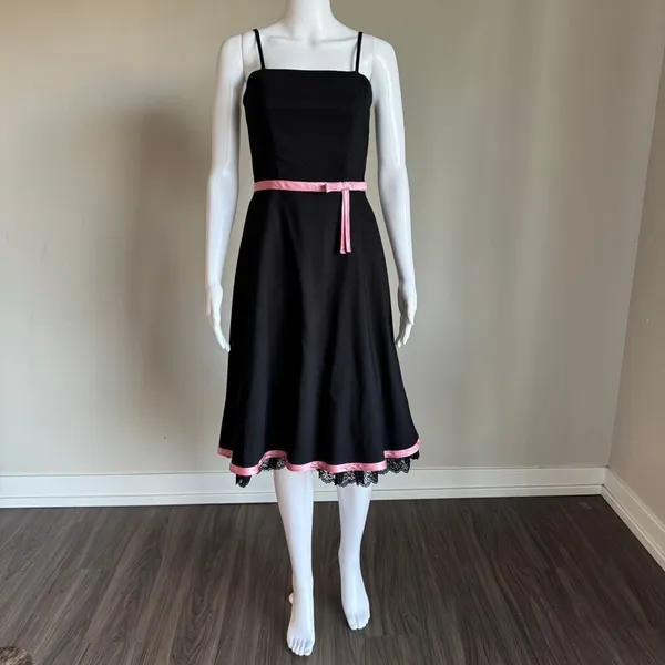 Vintage 90’s Y2K A. Byer Whimsigoth Prom Cocktail Lace Dress With Bow Detail - Image 2