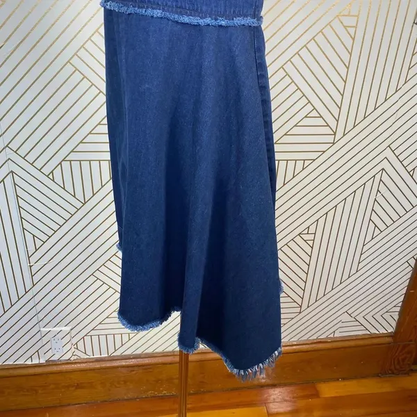 N/Nicholas Denim Flare‎ Side Sleeveless Dress Blue - Image 7