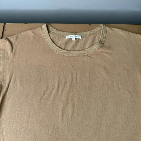 Bohme Minimalist Contemporary Cotton‎ Crew Neck Short Sleeve Top T-shirt Tan Med - Image 3
