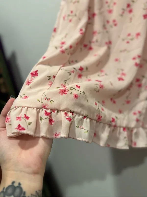 Altar’d State Blush Pink Floral Ruffle Mini Dress Size Large L - Image 5