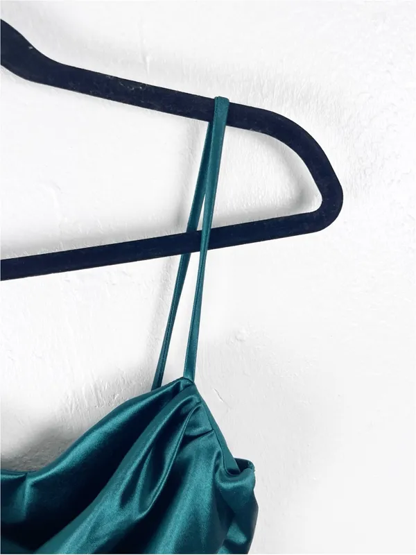 WINDSOR Green Cowl Draped Neck High Side Split Slip Dress Size Small Formal Chic - Image 6