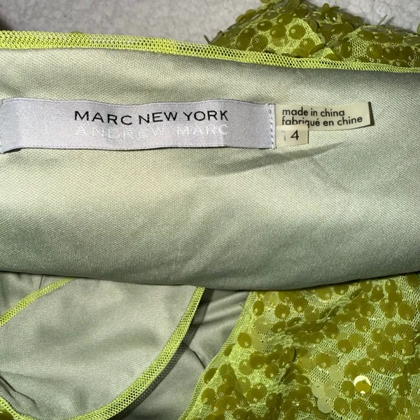 Marc New York Andrew Marc Lime Green Sequin Mini Dress Women's Size 14 NWT - Image 4
