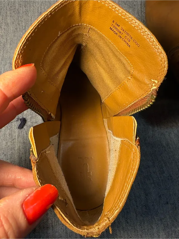 Frye Cognac Leather Ankle Booties with Side Zip Size 8.5 - Image 6