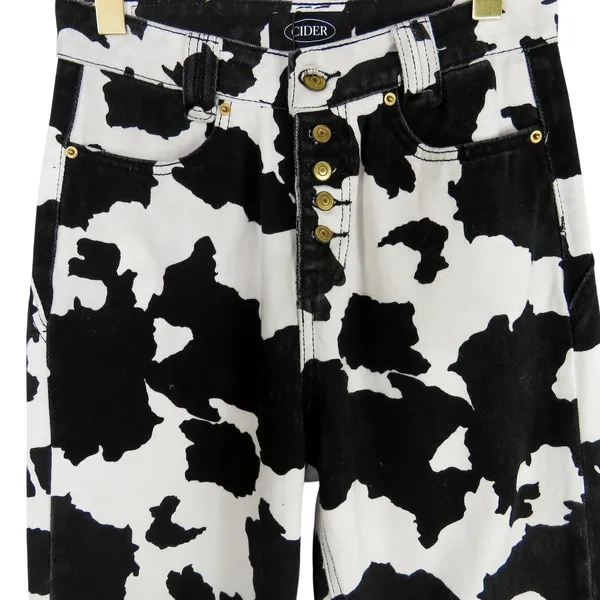 Cider Cow Print Straight Leg Jeans High Rise 90's Fit Mom Jeans Small 26" - Image 4