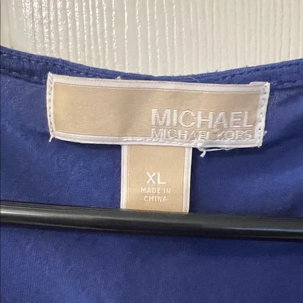 Michael Kors Royal Blue Draped Blouse - Image 2