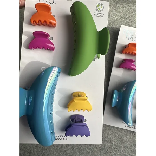 New Time And Tru Hair Claw Clip Lot of 2 Sets Colorful Retro Artsy Teacher Lg Sm - Image 10