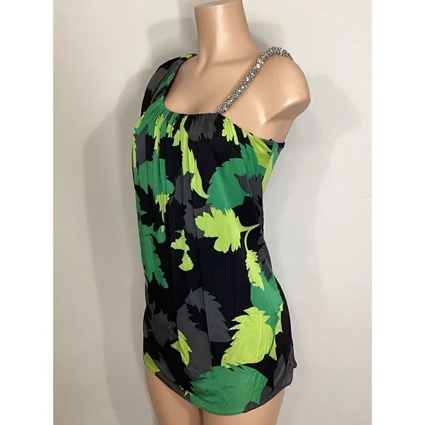New. Sky silk camo mini dress/shirt with Swarovski crystal strap. Normally $224 - Image 6