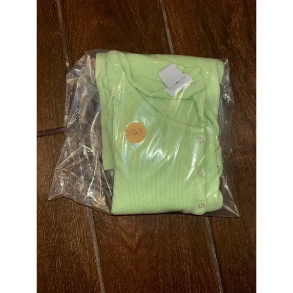Chico's Henley Top Size L Green Ribbed Pima‎ Cotton 3/4 Sleeve Casual Classic - Image 7