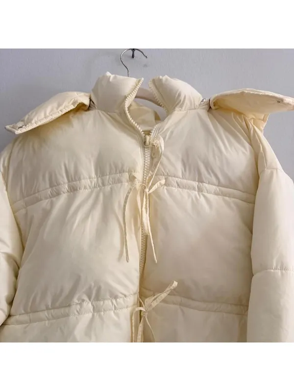 Daisy Street Willow Tie-Front Bow Cropped Puffer Jacket - Image 3