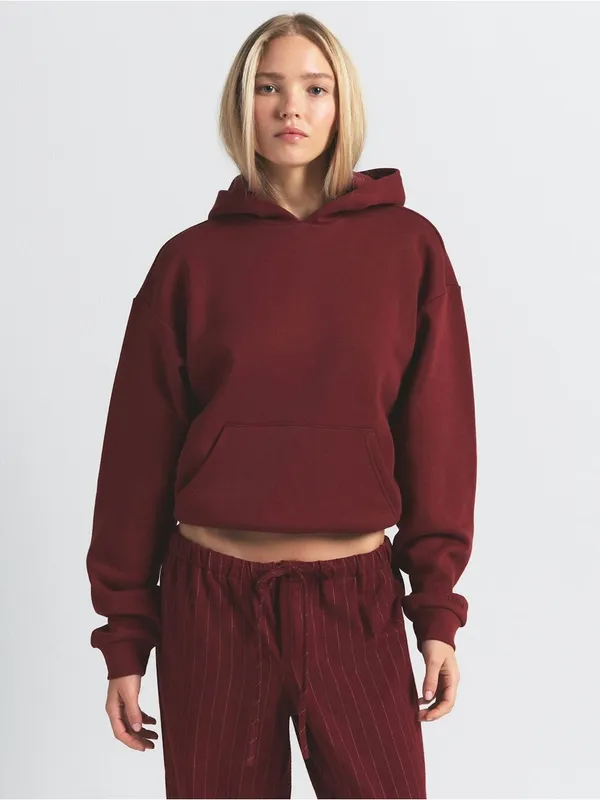 Skims (Gar) Cotton Fleece Classic Pullover Hoodie (8365) | Merlot | Size Large - Image 4