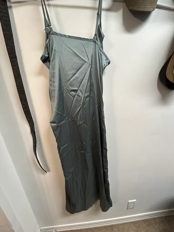 Cider Solid Satin Slit Midi Dress - Image 4