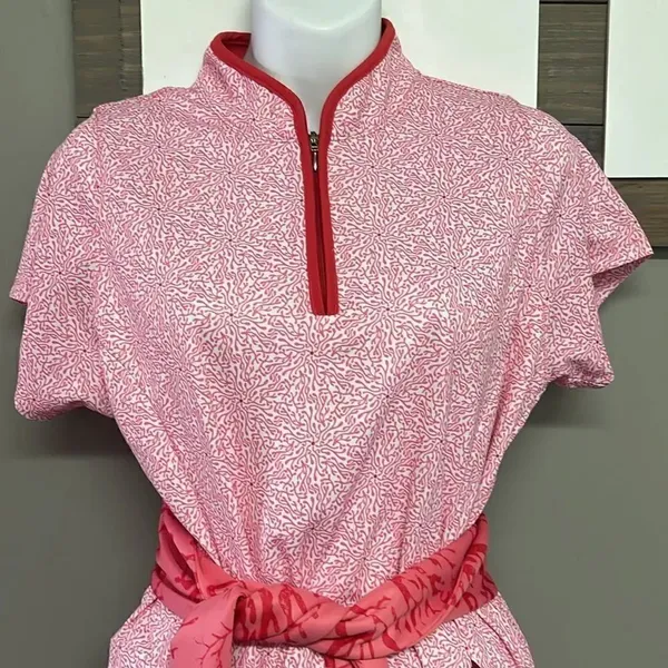 Bermuda Sands Tropical Golf Dress with White Pull-On Athletic Shorts & Belt-Med - Image 2