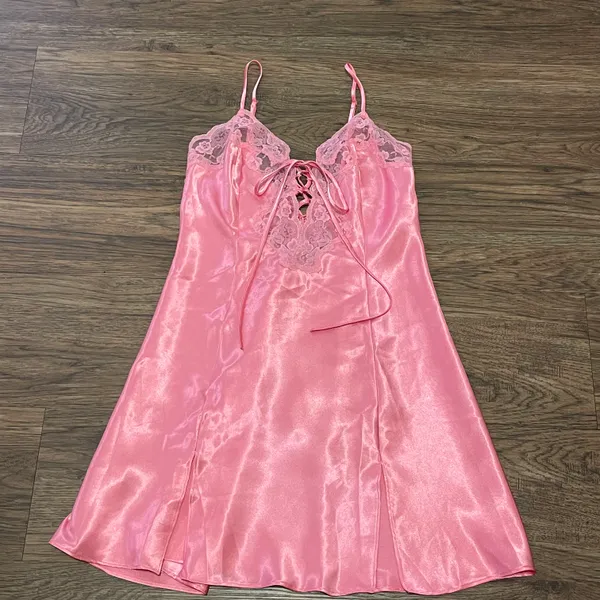 Vintage Frederick’s Of Hollywood Nightie Slip Chemise Rose Pink Lace Detail Sm - Image 7