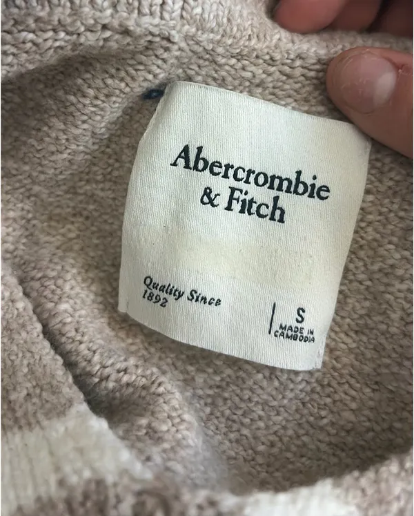 Abercrombie Textural Nock Neck Sweater Clay Brown Stripe - Image 3