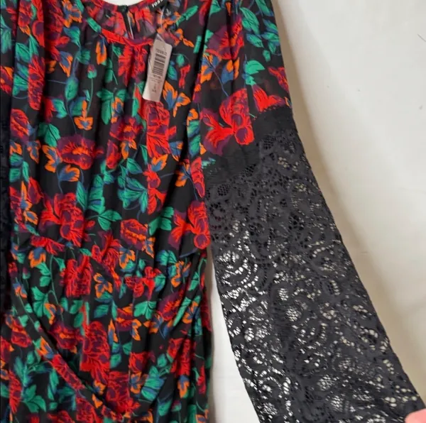 NWT Torrid chiffon maxi peasant lace sleeve floral dress sz 2x 18/20 - Image 6