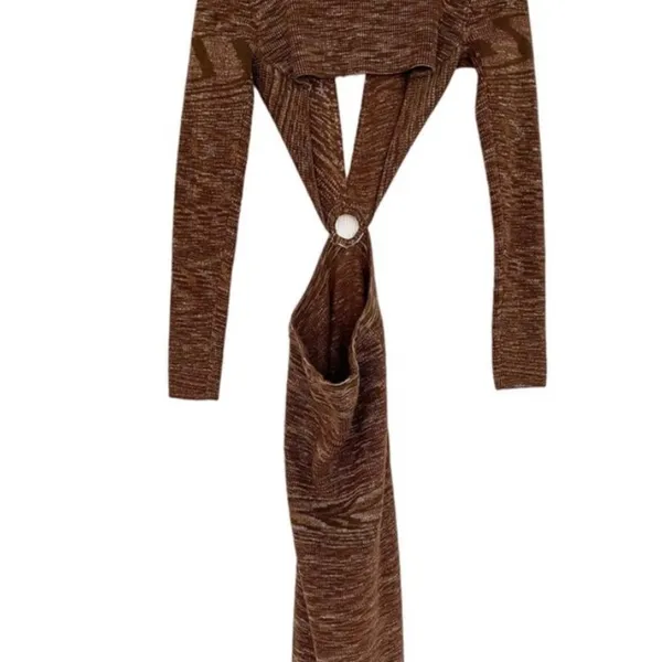 12th Tribe UPROAR MOCHA KNIT MIDI DRESS - Image 4