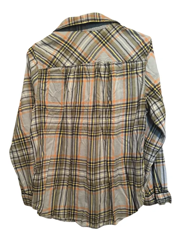 Aerie Plaid Button-Up Shirt – Light Blue/Orange/Gray – Size M - Image 6