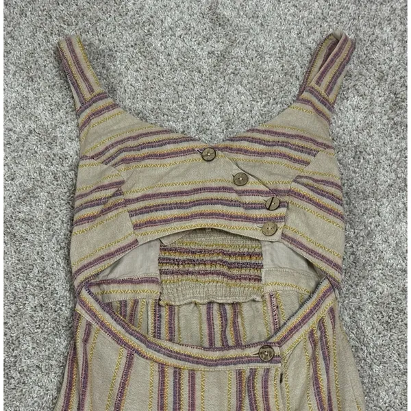 Free People Ultraviolet Midi Cotton Linen Cutout Striped Dress Size SP - Image 5