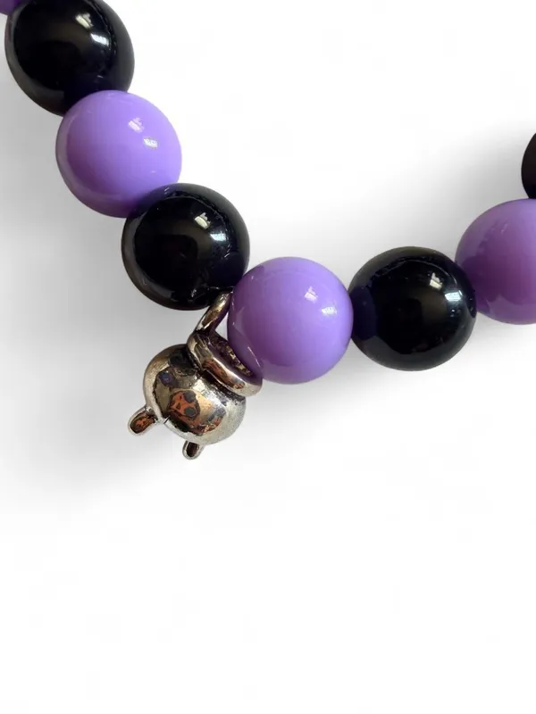 Handmade Witchy Halloween Charm Bracelet Purple & Black - Image 3