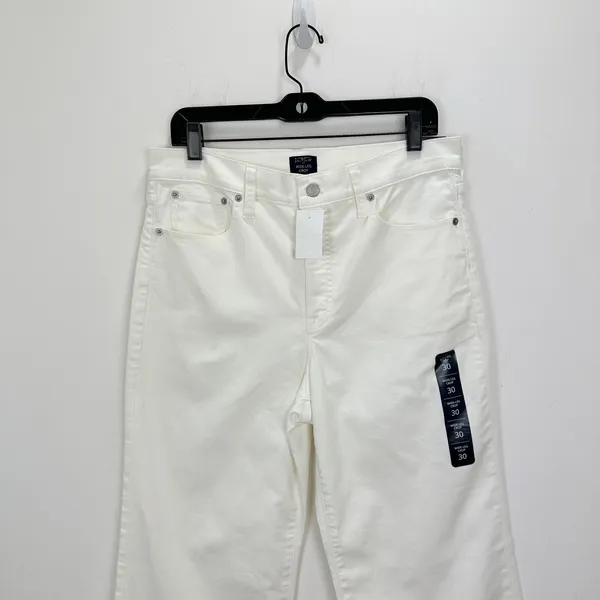 J.Crew Wide Leg Cropped Jean All Day Stretch White Stretch Denim US 30 NWT - Image 7