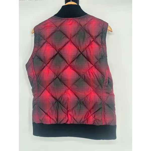 Eddie Bauer Womens Retro 1936 Skyliner Red Plaid 80% Down‎ Puffer Zip Vest Large - Image 4