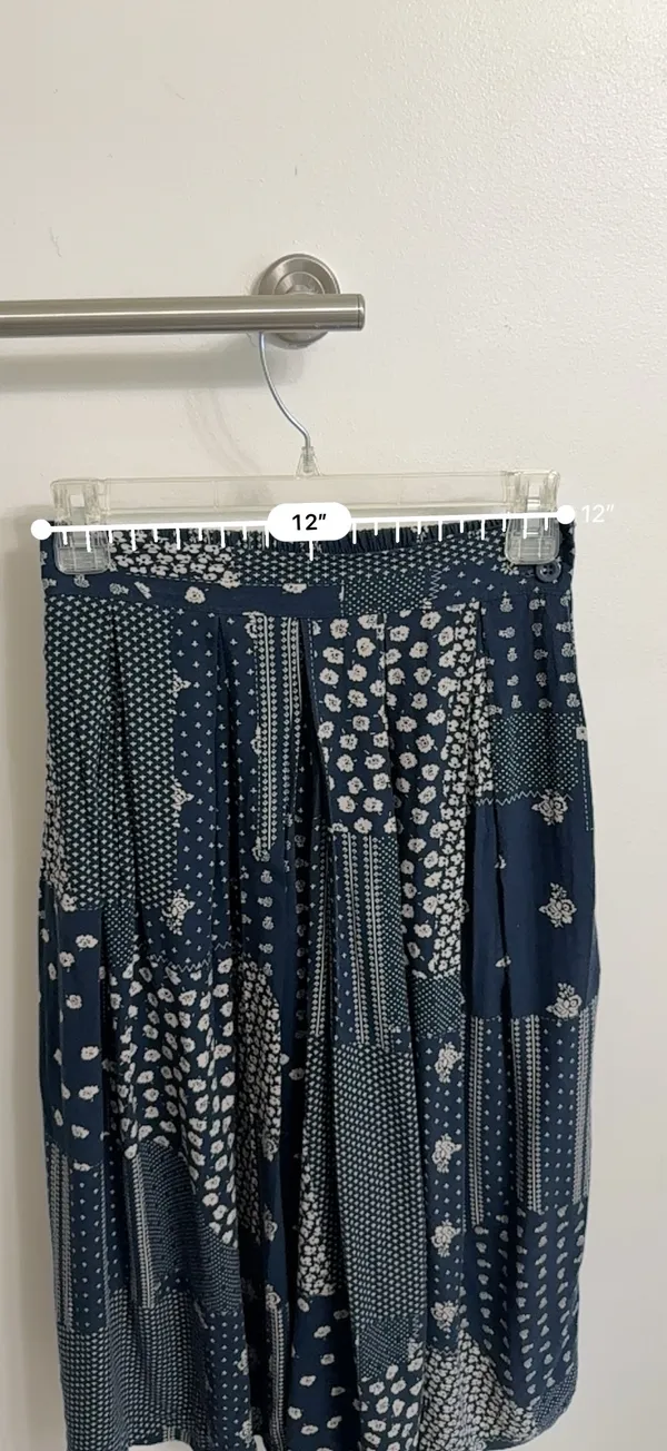 PRE-OWNED Pop England Blue Patchwork Culottes Wide Leg w/ Pockets Pants 1 - Image 12