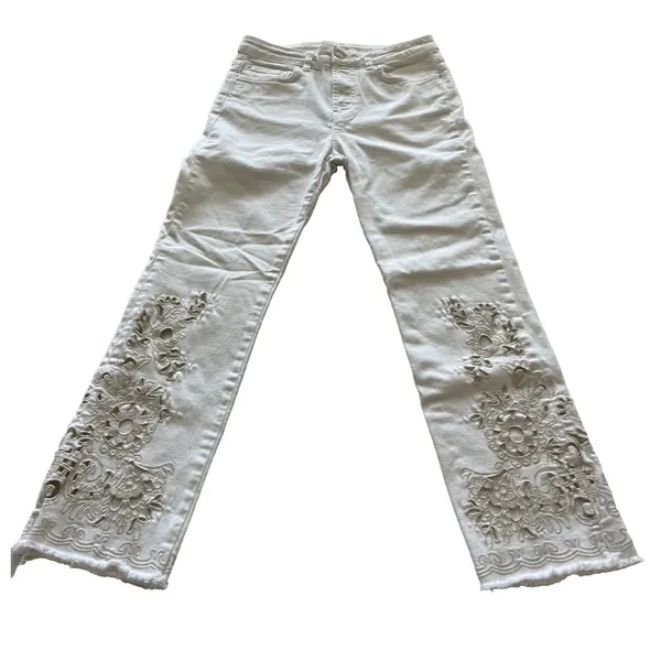 FREE PEOPLE Women’s Ivory Denim Cut-Out Stretch SKINNY JEANS 29 - Image 2