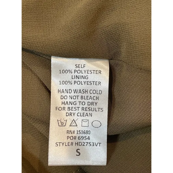 Vestique Satin Maxi Dress Size S Olive Green Keyhole Empire Waist New With Tag - Image 8