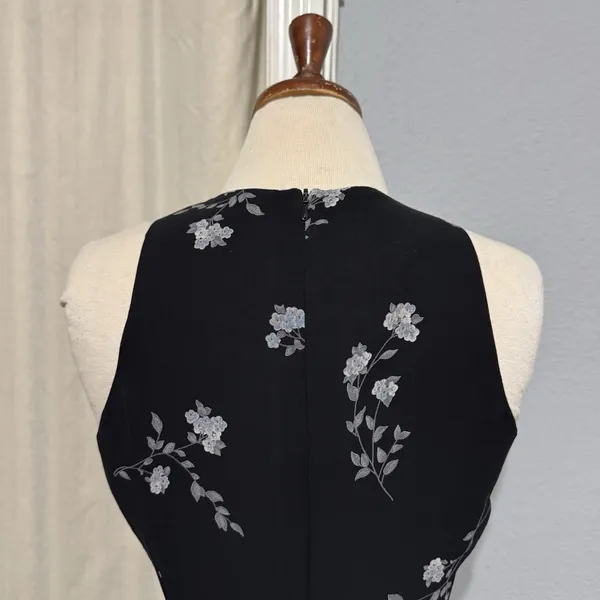 Vintage Jones New York Dress Womens 10 Black Chiffon Floral Maxi Y2K Fairy‎ Goth - Image 7