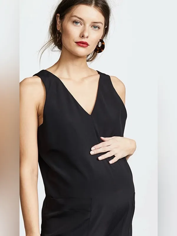 Hatch The Alba Jumpsuit Black Sleeveless V-Neck Maternity Size 0XS (0-2) - Image 2