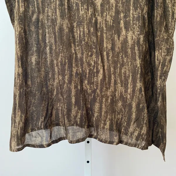 Mamta Rayon Boho Lagenlook Earth Colors Relaxed Sheer Tank Top Plus Size Brown - Image 3