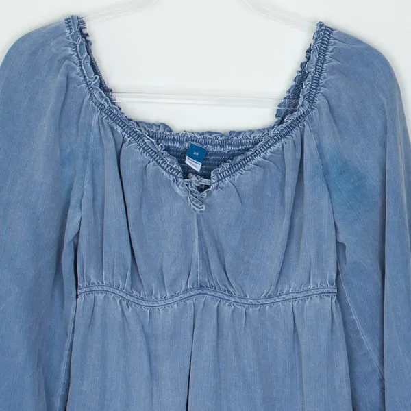 Old Navy Womens Chambray Tiered‎ Babydoll Dress Size XS Long Sleeve Cowgirl Boho - Image 2