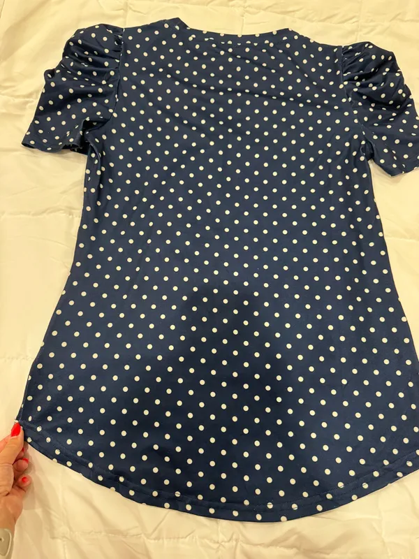 Boutique Navy Polka Dot Top - Image 4