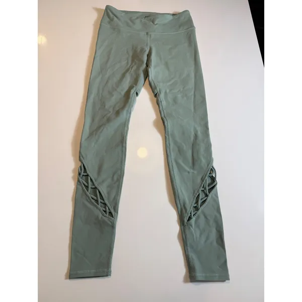 ALO Yoga Entwine Leggings‎ Sage Green Lace-Up Cutout Size S - Image 4