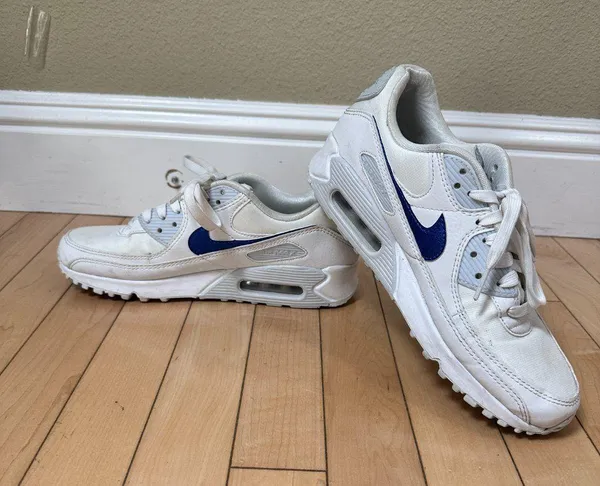 Nike Air Max 90 White with Blue Swoosh Size 9 / 40.5 - Image 2