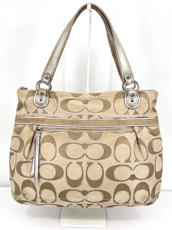 Coach Poppy Metallic Signature C Sateen Glam Y2K Large Hobo Shoulder Tote - Image 9