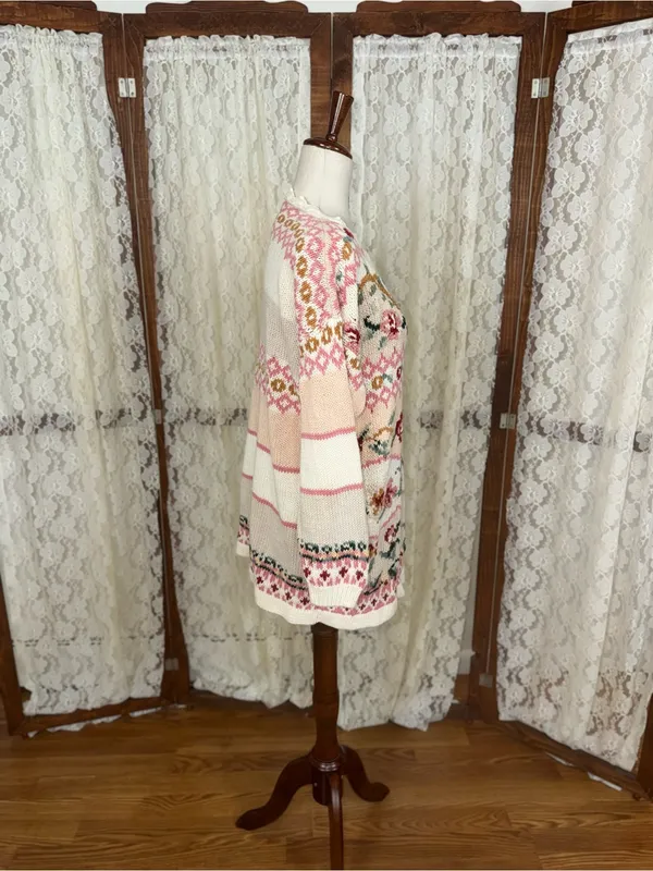 Pretty Vintage 90s Heirloom Collectible Ramie Cotton Tunic Sweater - Image 2