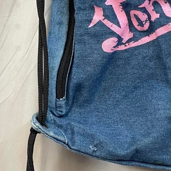 Von Dutch Y2K Grunge Denim Drawstring Backpack - Image 9