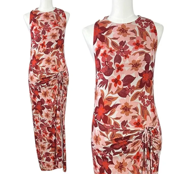 Free People Bohemian Floral Hawaiian Tropical Mimi Maxi Dress Size Medium Slit - Image 9