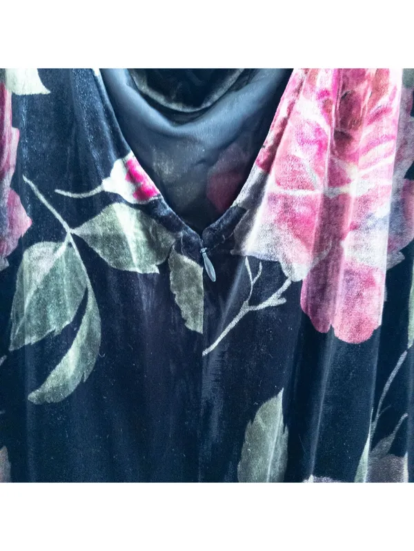 Jeffrey & Dara Vintage Velvet Black Rose Maxi Dress Women 12 - Image 9