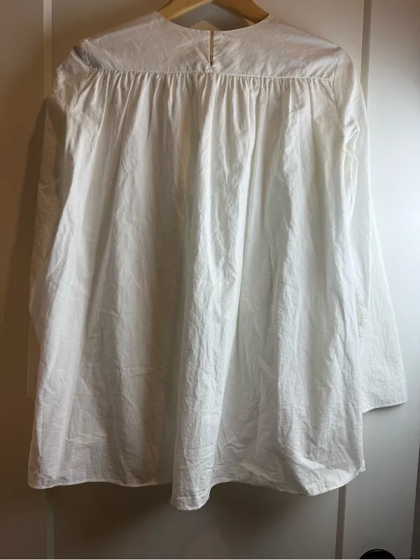 Zara Trafaluc White Cotton Ruffle Long‎ Sleeve Blouse Size Small - Image 4
