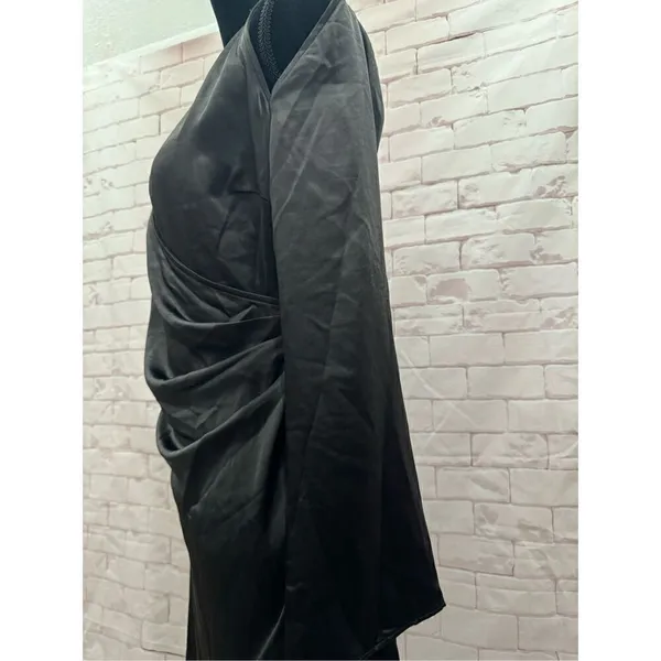 Black Cold Shoulder Long‎ Sleeve Mini Dress Wrap V Neck Cocktail - Image 11